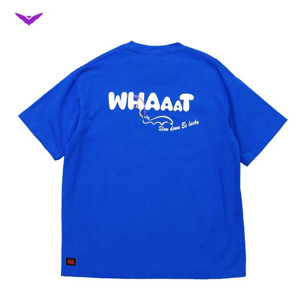 叁冶家｜原创圆领宽松重磅纯棉克莱因蓝短袖“WHAAAT”