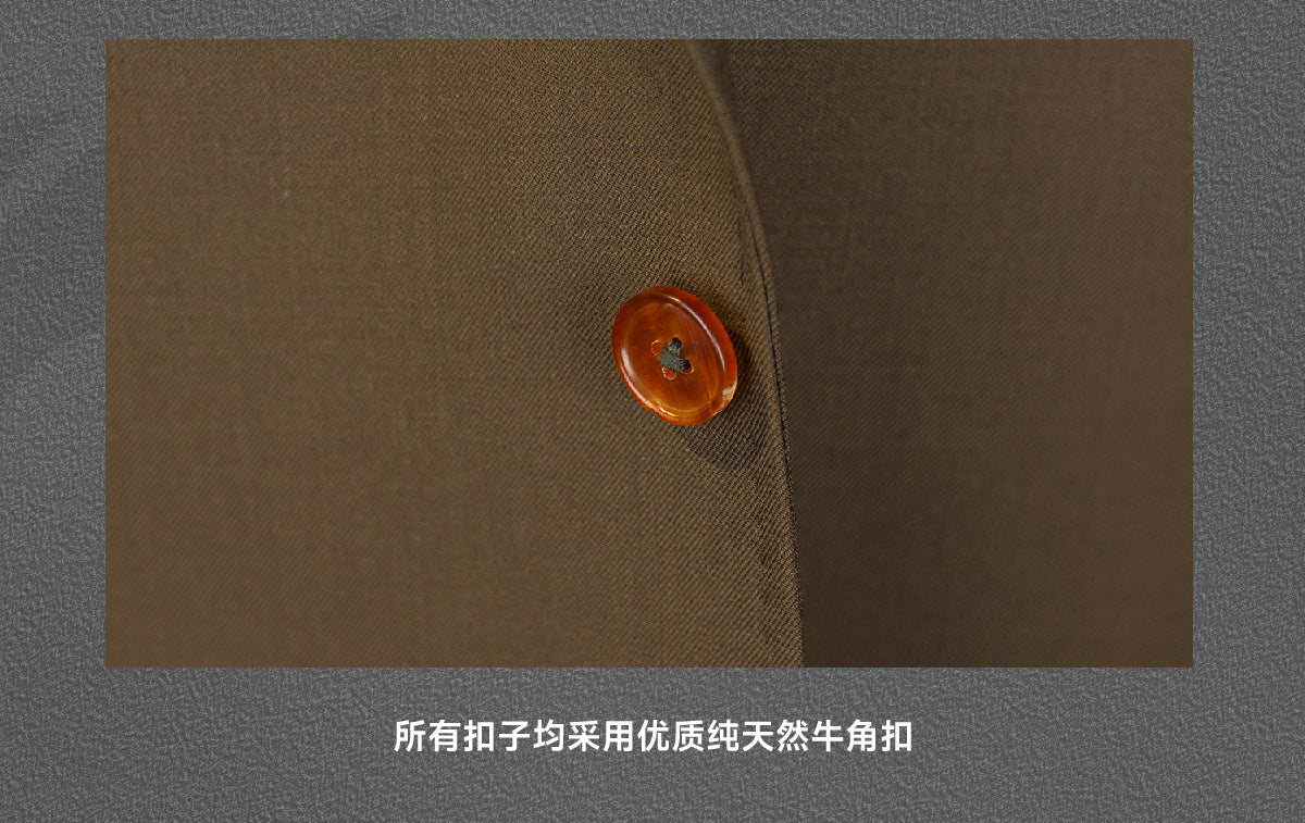 叁冶家|意式双排扣休闲单西 70% 精纺羊毛咖色男士西装外套